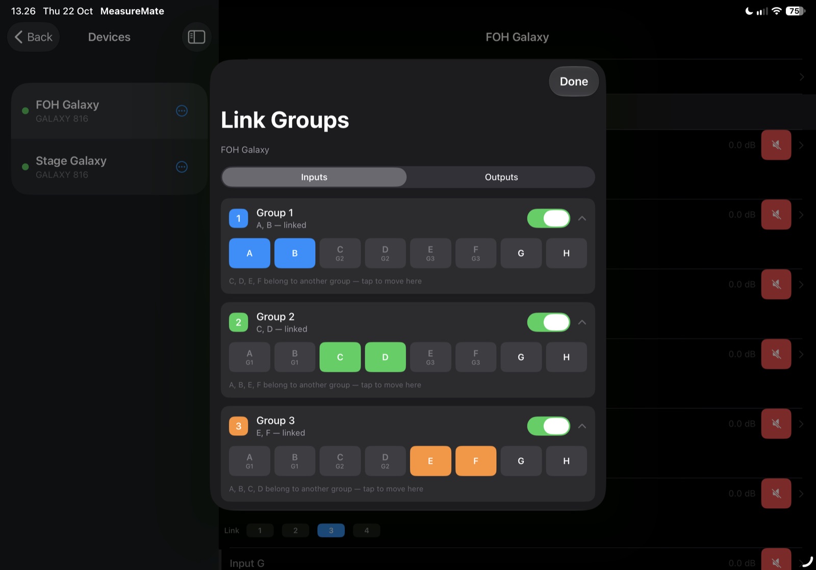 Galaxy link groups for inputs